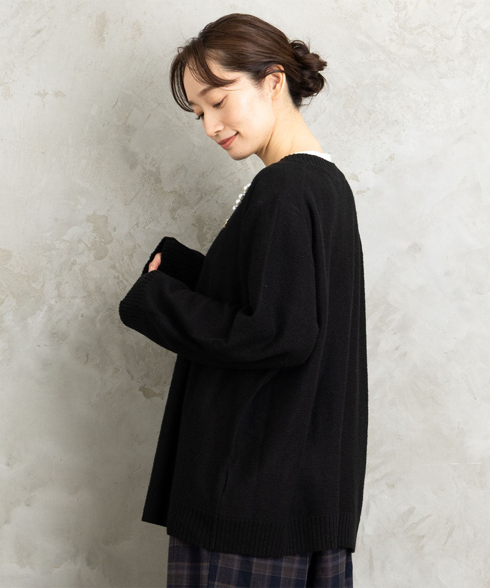 (ロジーク) [30th]ビジューブローチライクニットカーディガン