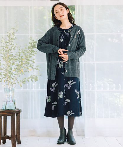 21号(6L～) (ロジーク) [30th]ビジューブローチライクニットカーディガン