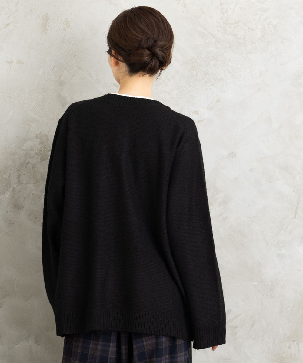 21号(6L～) (ロジーク) [30th]ビジューブローチライクニットカーディガン