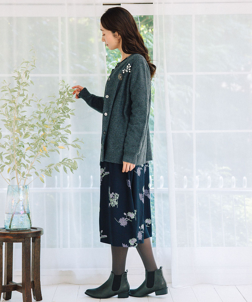 (ロジーク) [30th]ビジューブローチライクニットカーディガン