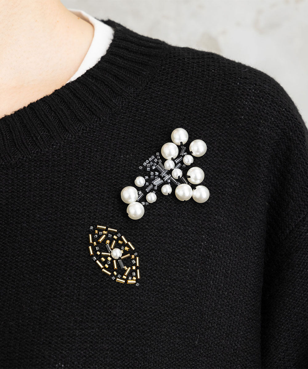 (ロジーク) [30th]ビジューブローチライクニットカーディガン