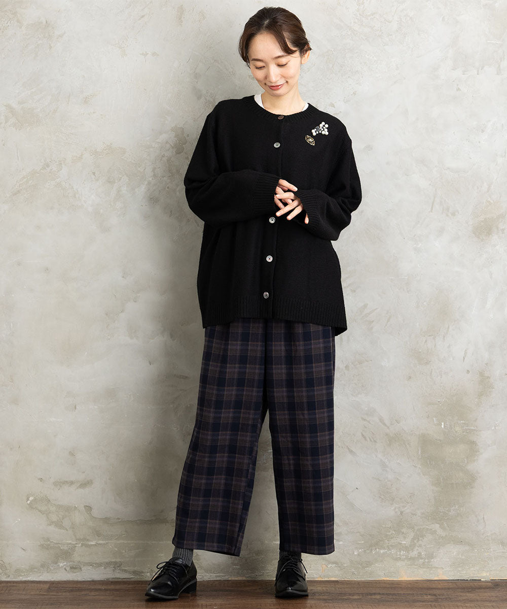 21号(6L～) (ロジーク) [30th]ビジューブローチライクニットカーディガン