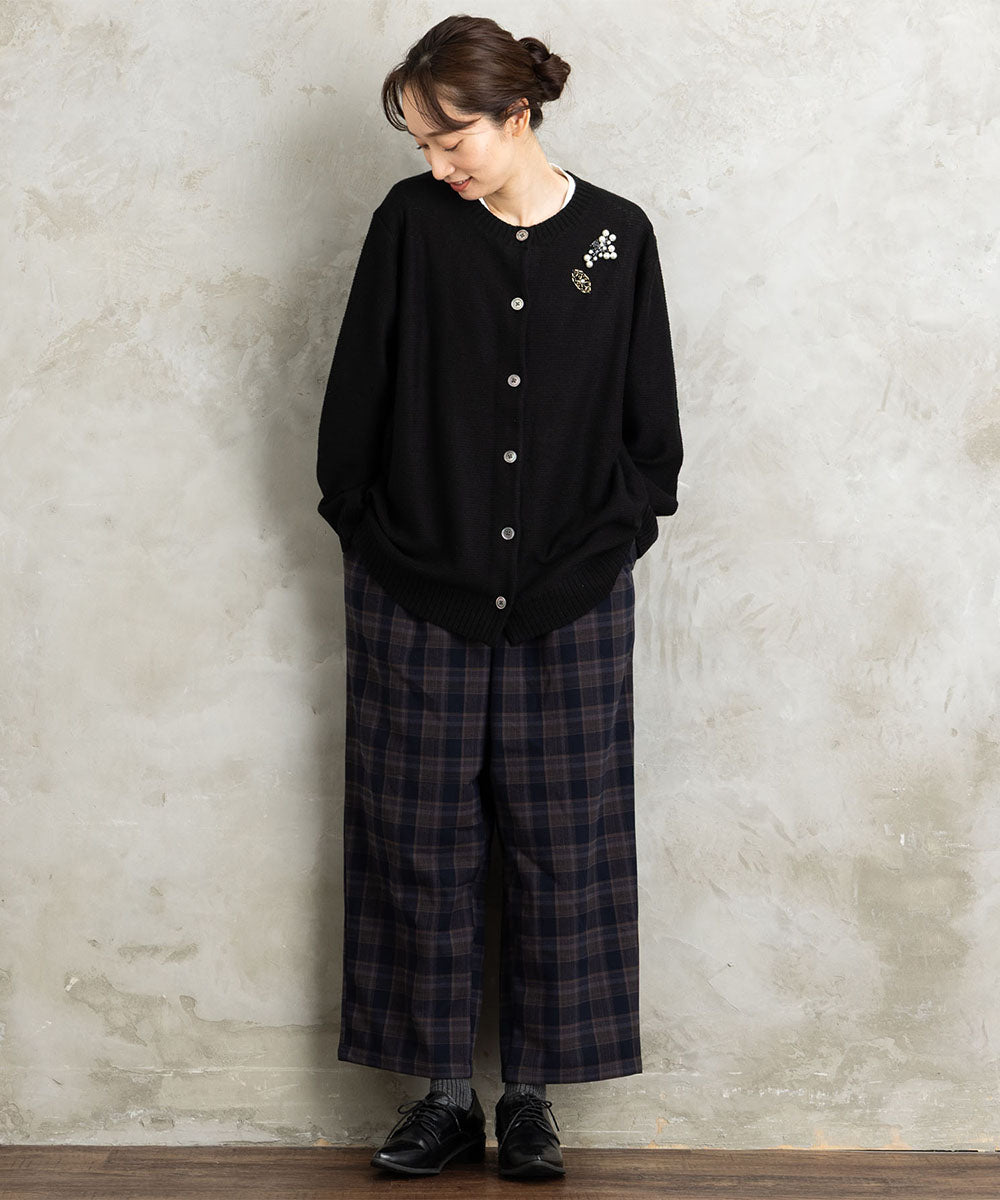(ロジーク) [30th]ビジューブローチライクニットカーディガン