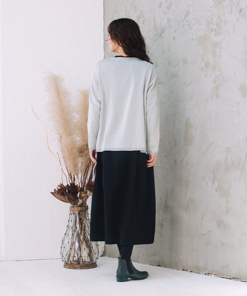 21号(6L～) [MADE IN JAPAN]ラメプレーティングニットカーディガン