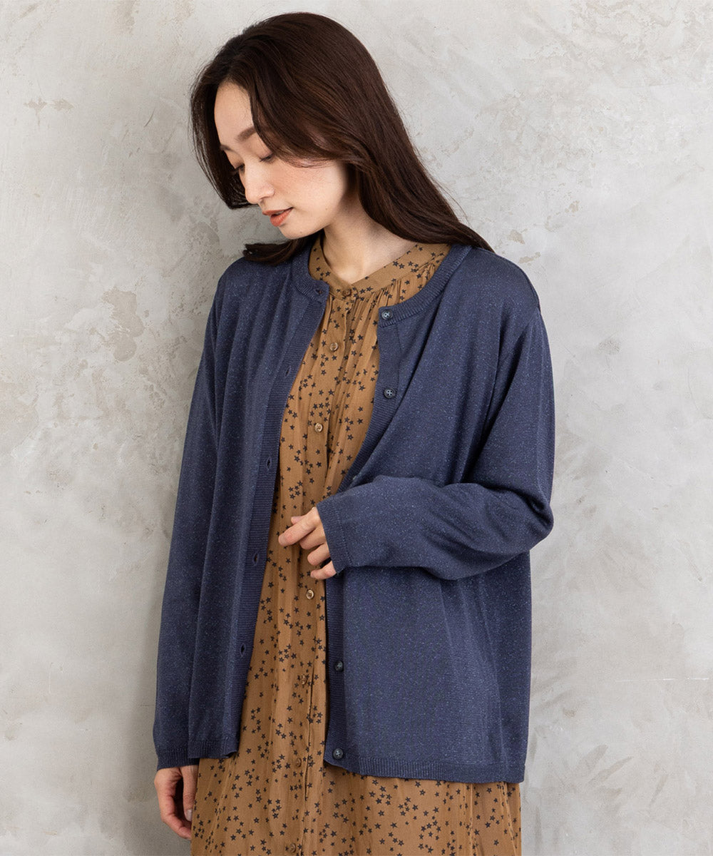 21号(6L～) [MADE IN JAPAN]ラメプレーティングニットカーディガン