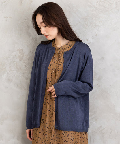 21号(6L～) [MADE IN JAPAN]ラメプレーティングニットカーディガン