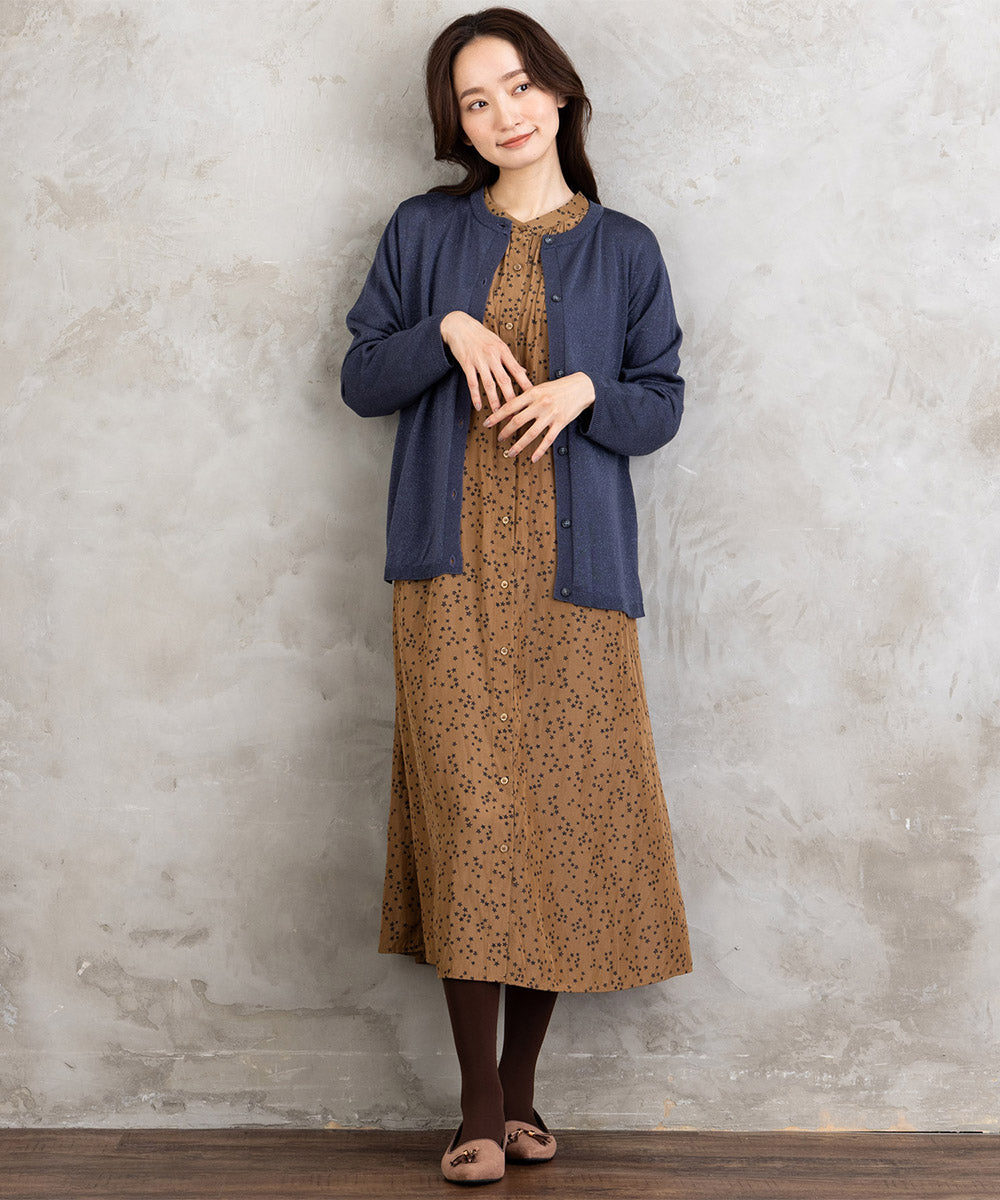 21号(6L～) [MADE IN JAPAN]ラメプレーティングニットカーディガン