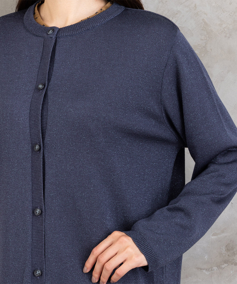 21号(6L～) [MADE IN JAPAN]ラメプレーティングニットカーディガン