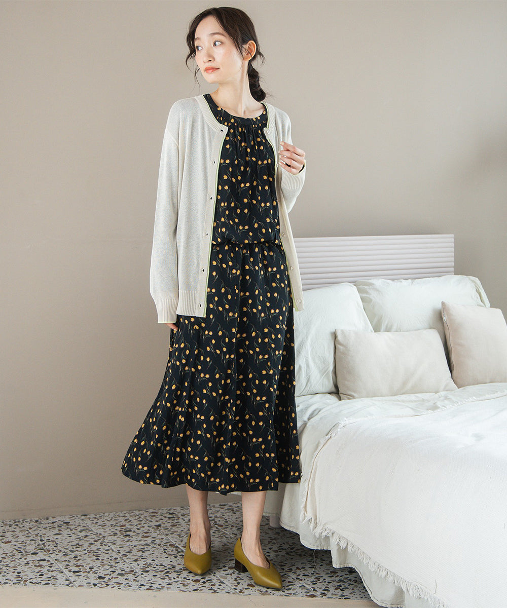 FONTLAB 配色シアークルーネックカーディガン