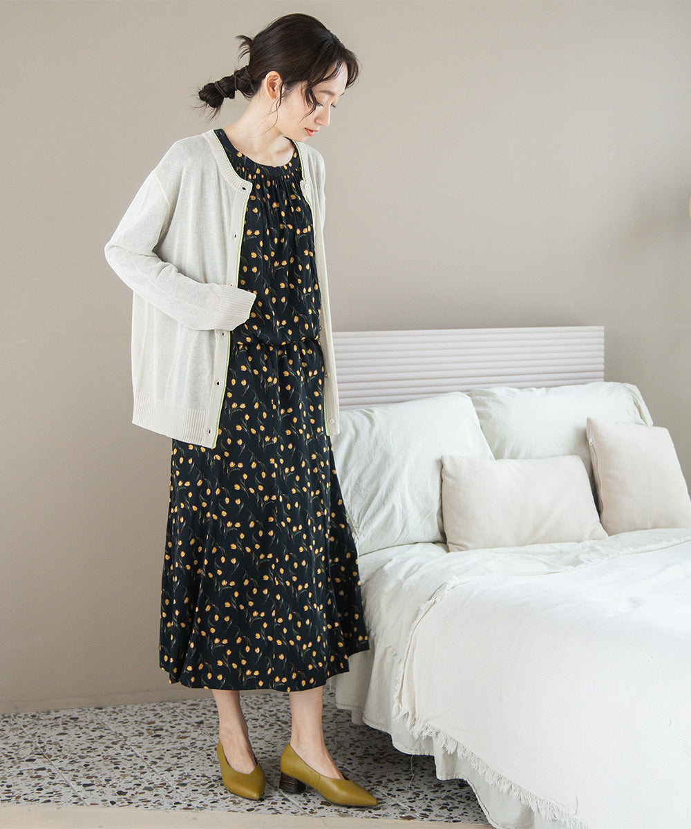 FONTLAB 配色シアークルーネックカーディガン