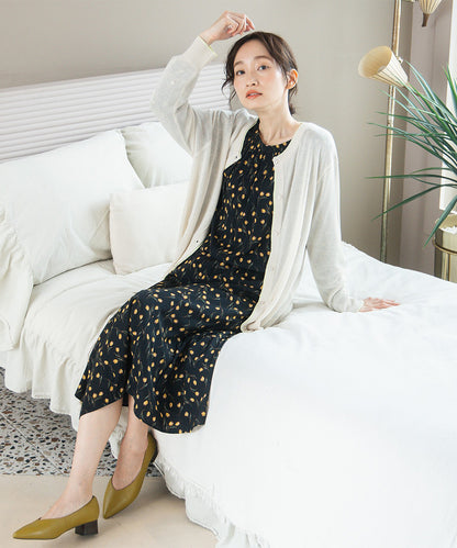 FONTLAB 配色シアークルーネックカーディガン