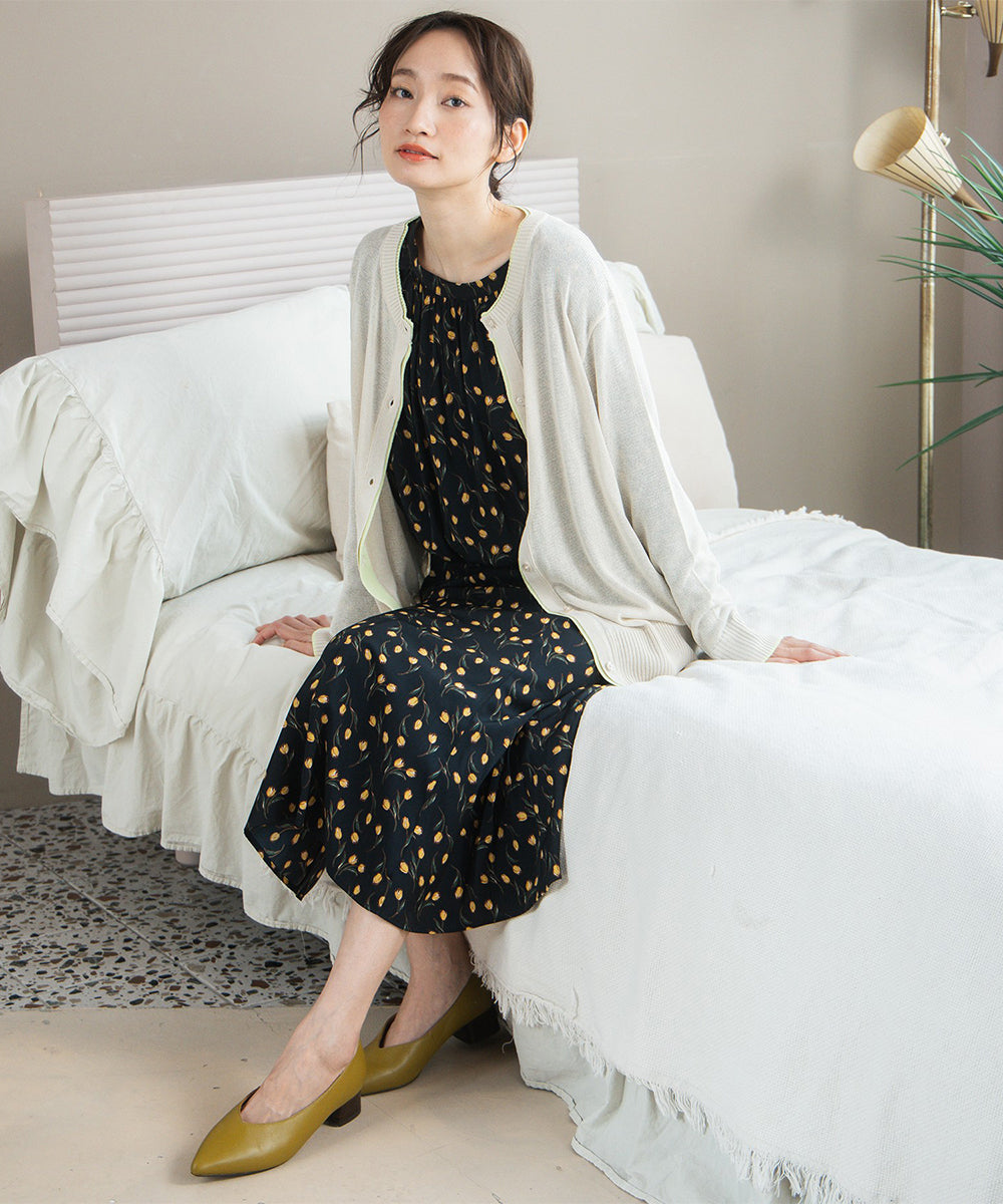 FONTLAB 配色シアークルーネックカーディガン