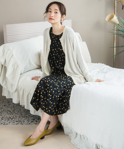 FONTLAB 配色シアークルーネックカーディガン