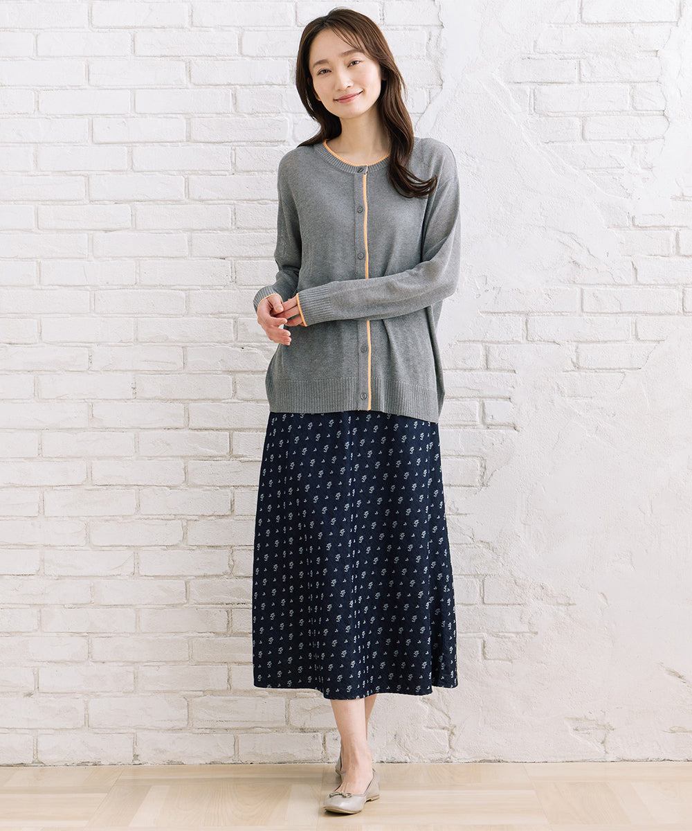 FONTLAB 配色シアークルーネックカーディガン