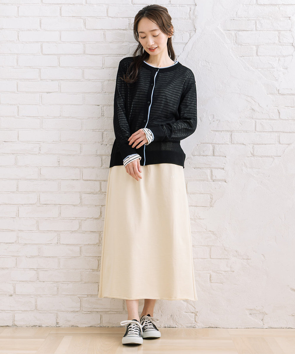 FONTLAB 配色シアークルーネックカーディガン