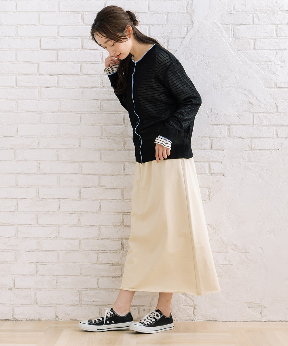 FONTLAB 配色シアークルーネックカーディガン