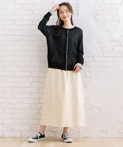 FONTLAB 配色シアークルーネックカーディガン