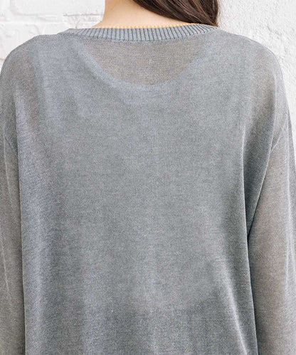 FONTLAB 配色シアークルーネックカーディガン