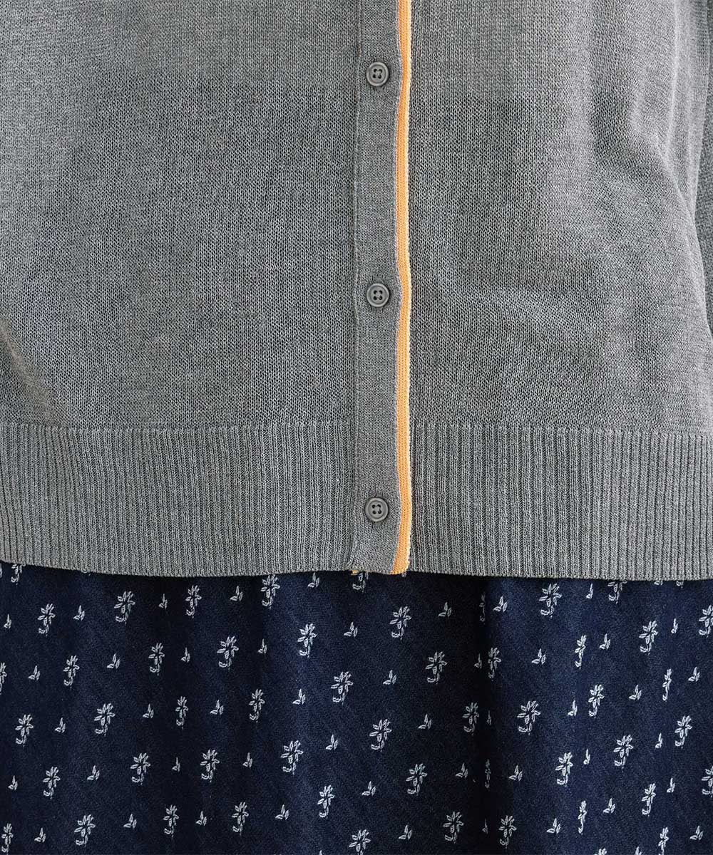 FONTLAB 配色シアークルーネックカーディガン