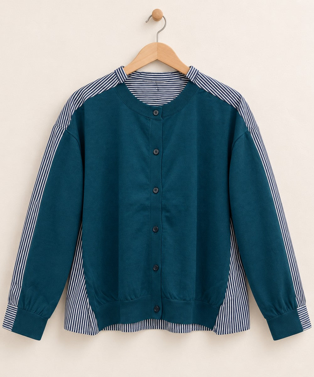 50-1349BLANC basque [Rogique]布帛ドッキングニットカーディガン【先行予約】