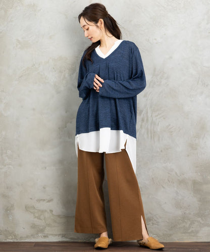 【web限定】【大きいサイズ】 15号・19号(3L・5L) fransa plus size selection シャツフェイクレイヤードVネックニット | sabstreet my standard(サブストリートマイスタンダード) 公式通販| 大きい サイズ レディース ファッシ