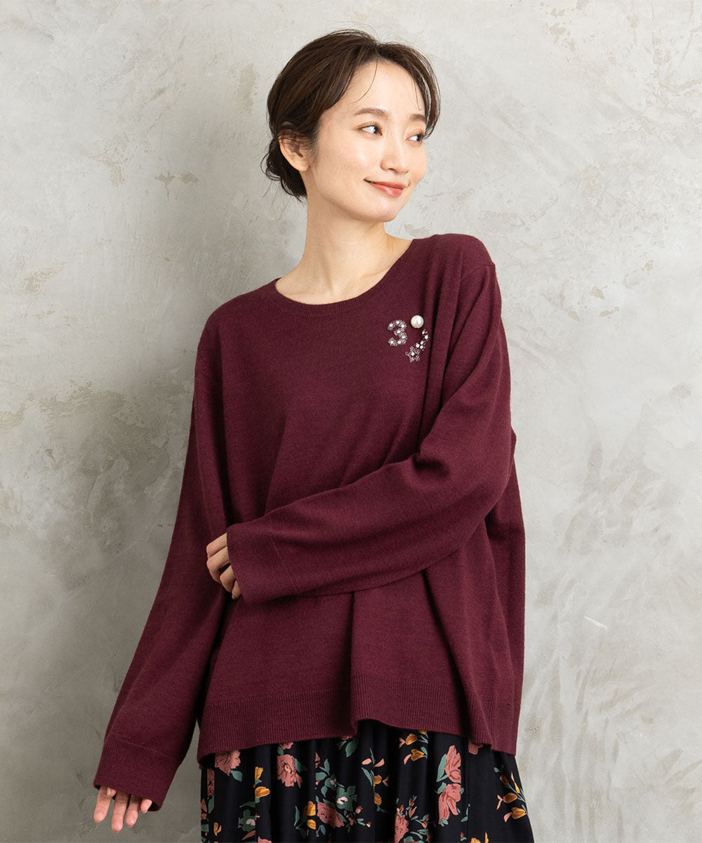 21号(6L～) (ロジーク) [30th]ビジューブローチライクニット