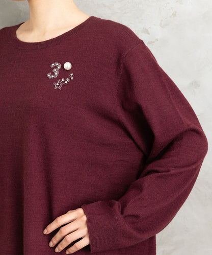 (ロジーク) [30th]ビジューブローチライクニット