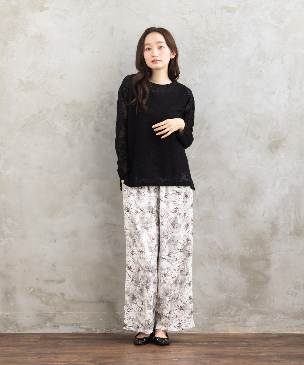 FONTLAB フラワーレースジャカードニット