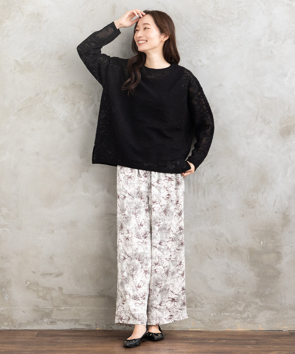 FONTLAB フラワーレースジャカードニット