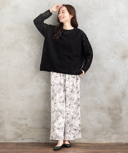 FONTLAB フラワーレースジャカードニット