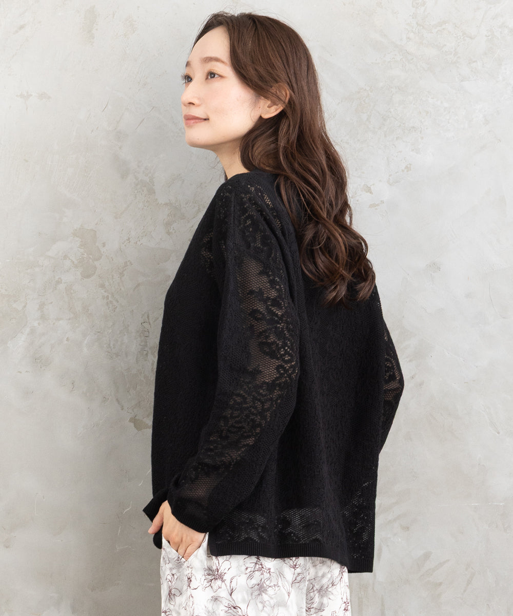 FONTLAB フラワーレースジャカードニット