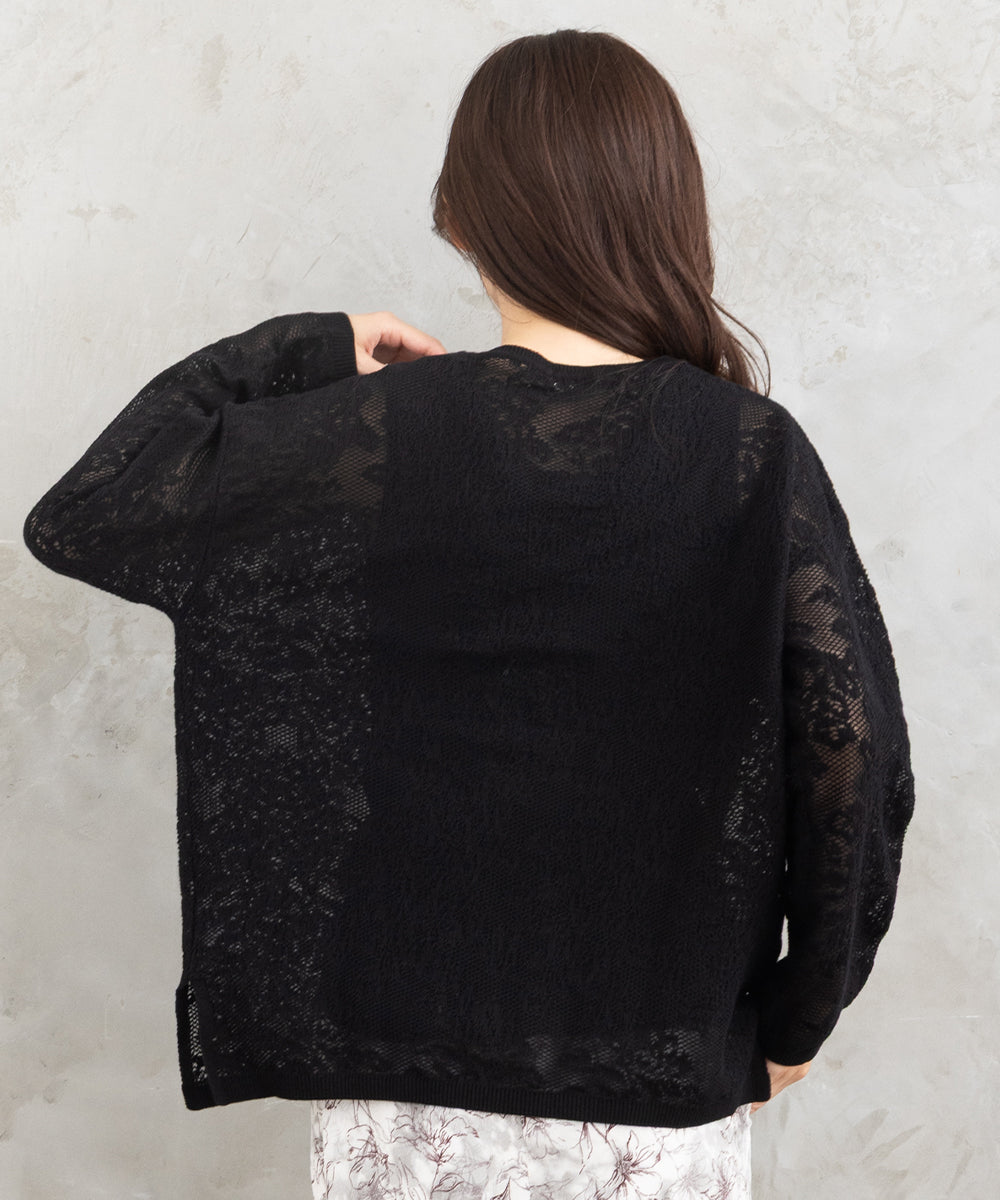 21号(6L～) FONTLAB フラワーレースジャカードニット