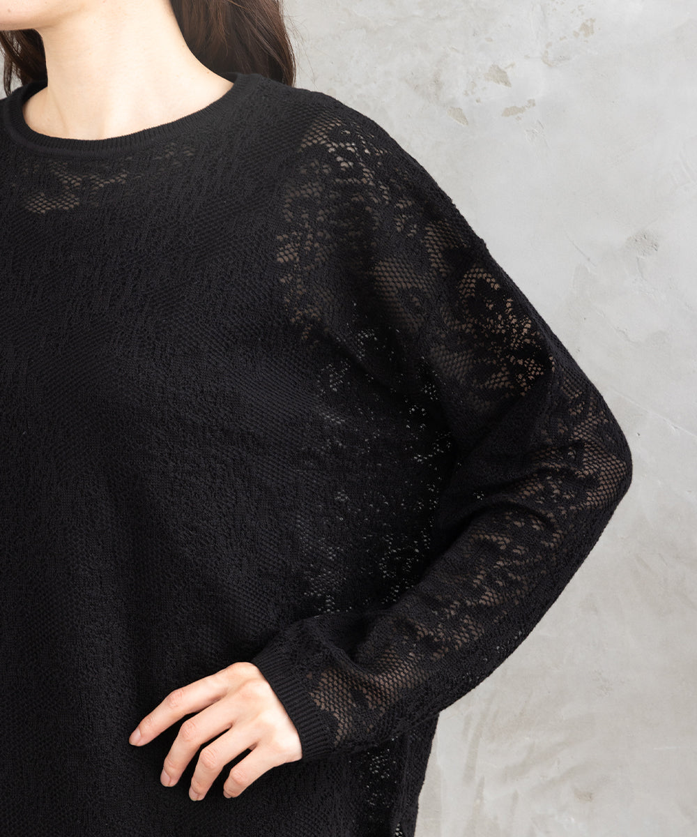 21号(6L～) FONTLAB フラワーレースジャカードニット