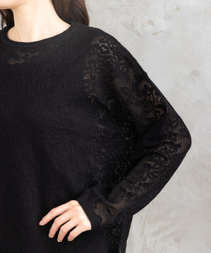 FONTLAB フラワーレースジャカードニット