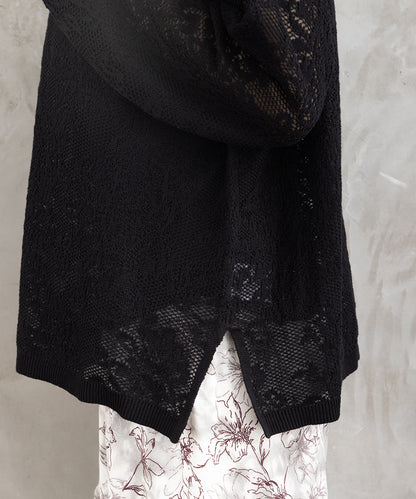 FONTLAB フラワーレースジャカードニット