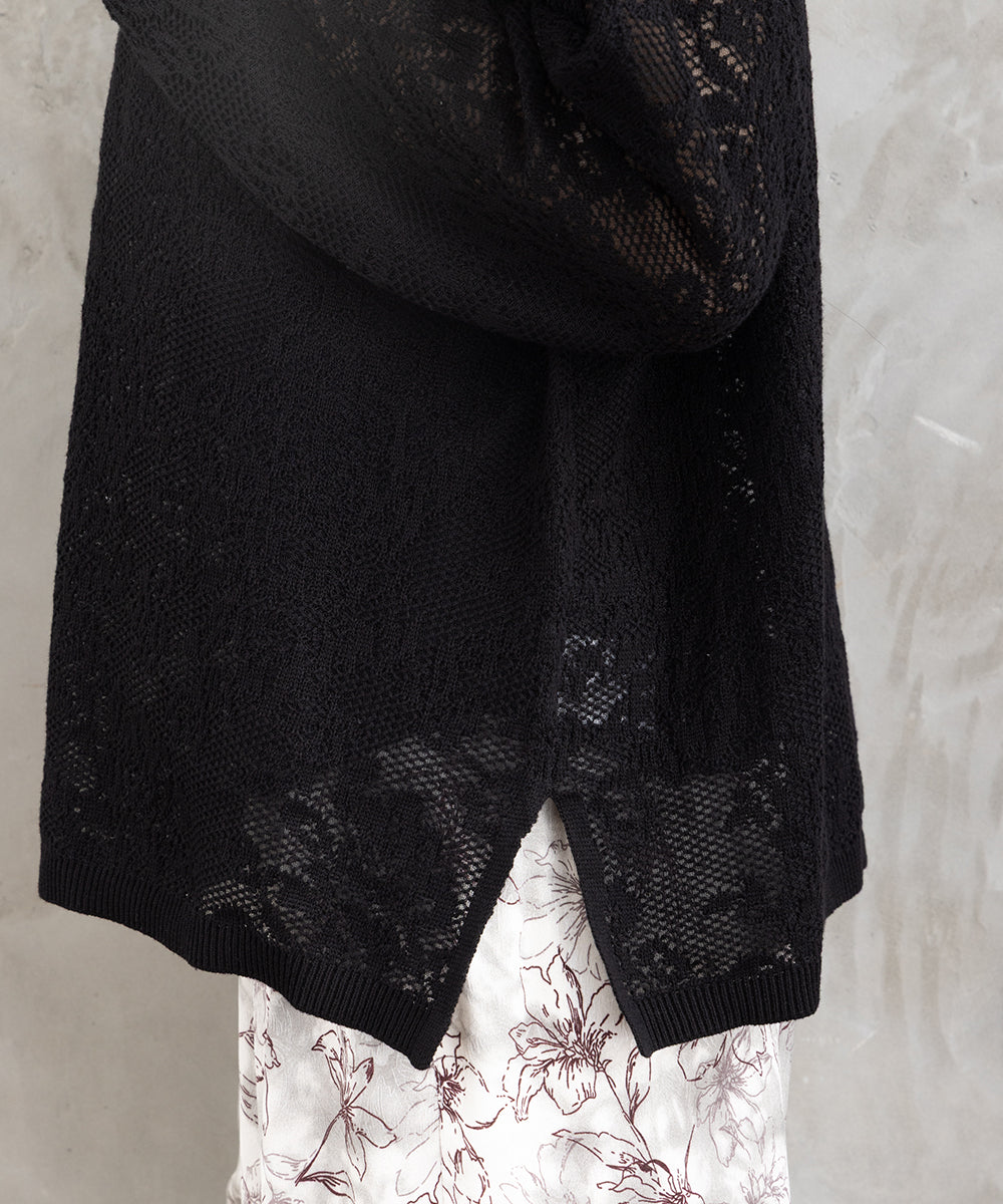 21号(6L～) FONTLAB フラワーレースジャカードニット