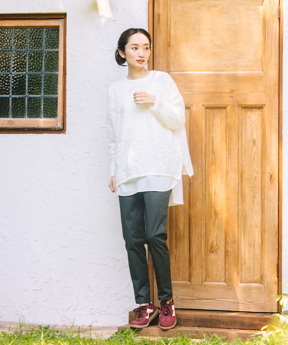 FONTLAB フラワーレースジャカードニット