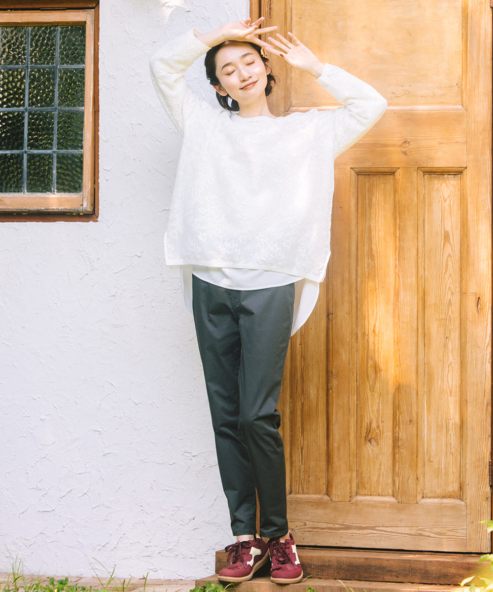 FONTLAB フラワーレースジャカードニット