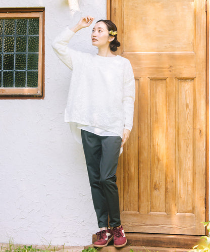 21号(6L～) FONTLAB フラワーレースジャカードニット