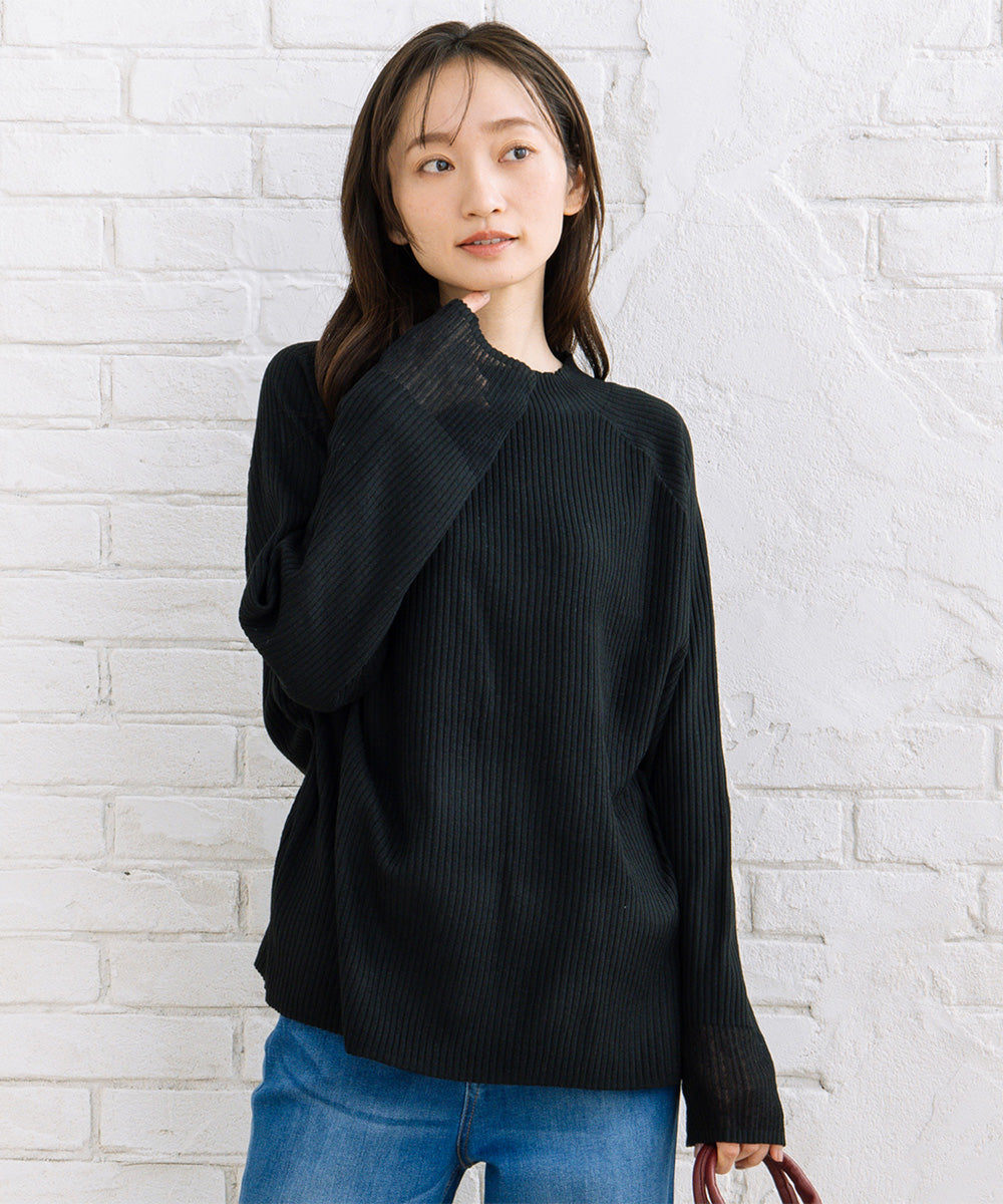 FONTLAB 袖シアー切り替えリブニット