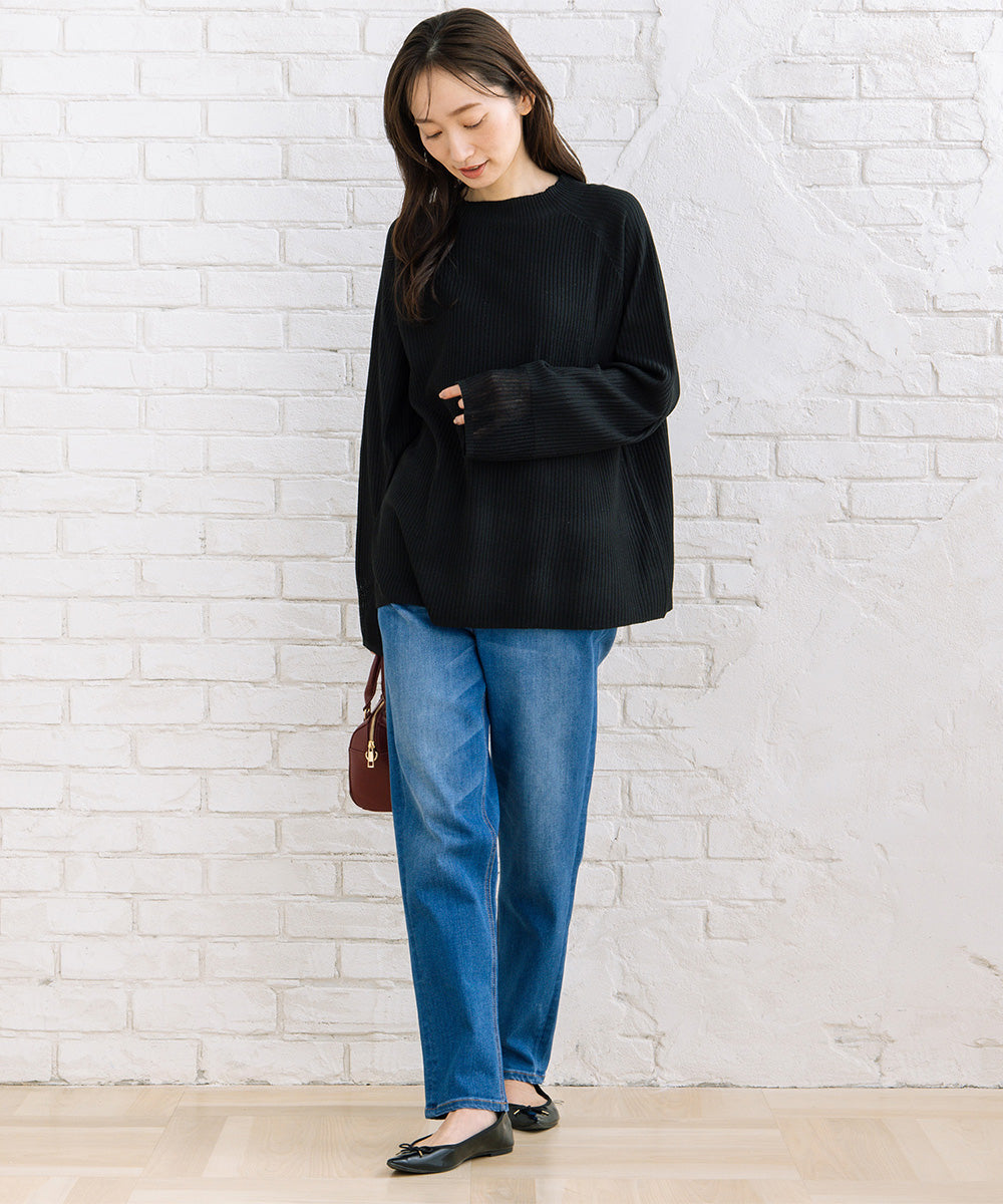 FONTLAB 袖シアー切り替えリブニット