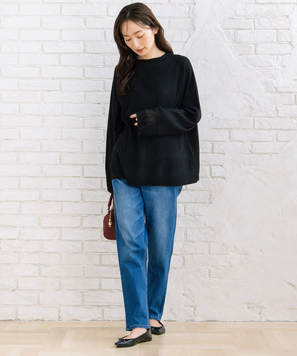 FONTLAB 袖シアー切り替えリブニット