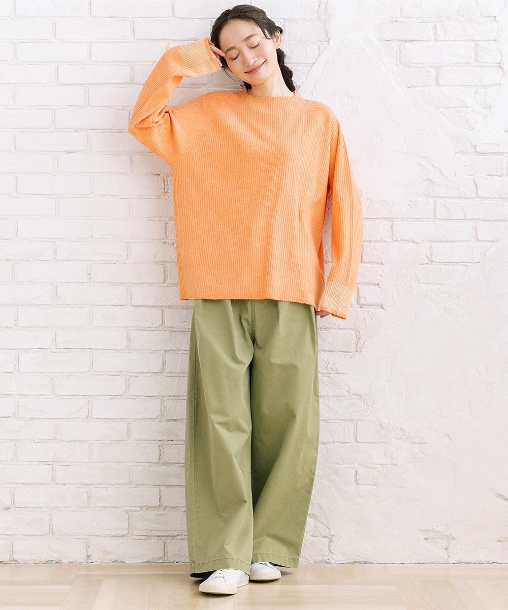 FONTLAB 袖シアー切り替えリブニット