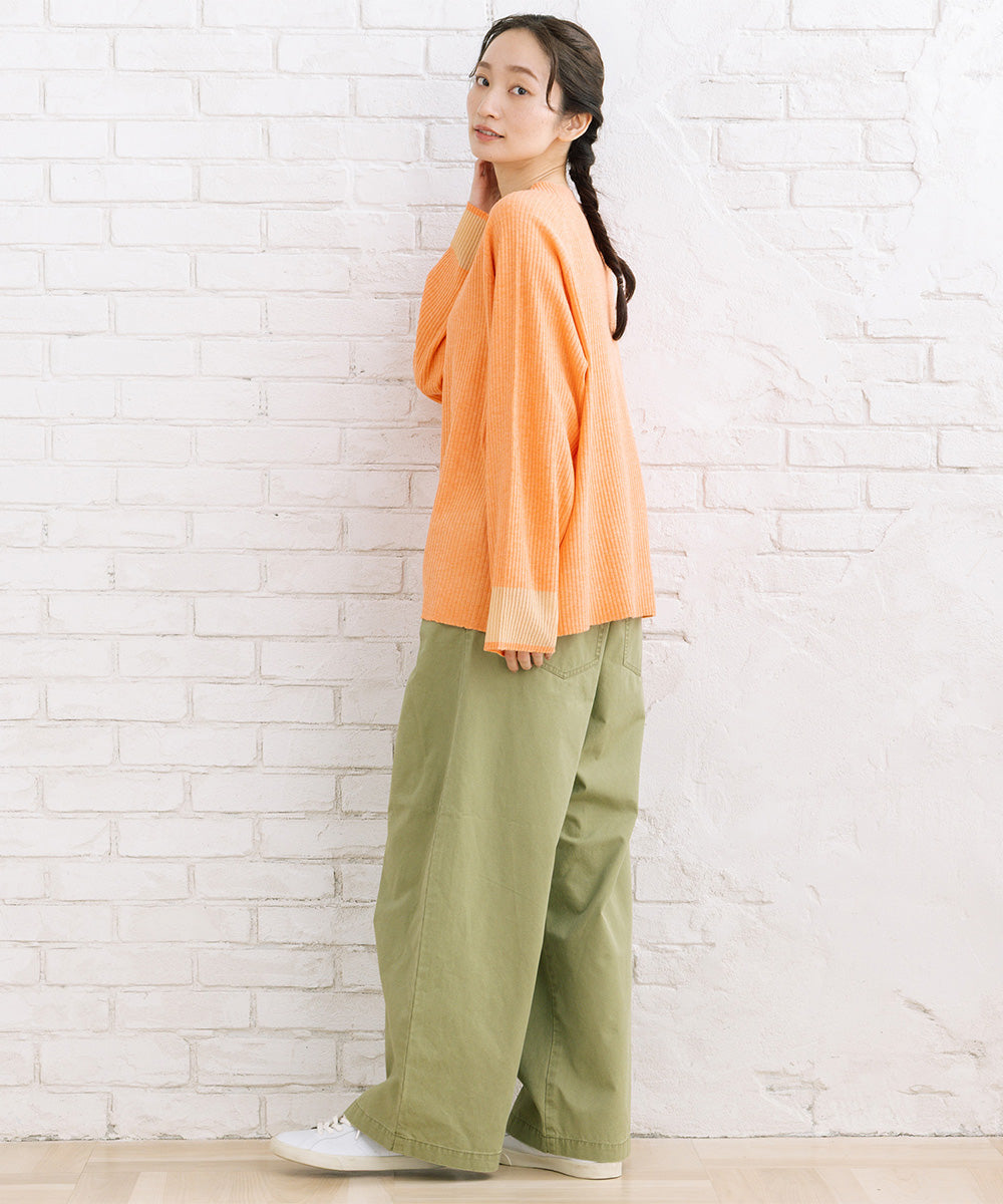 FONTLAB 袖シアー切り替えリブニット