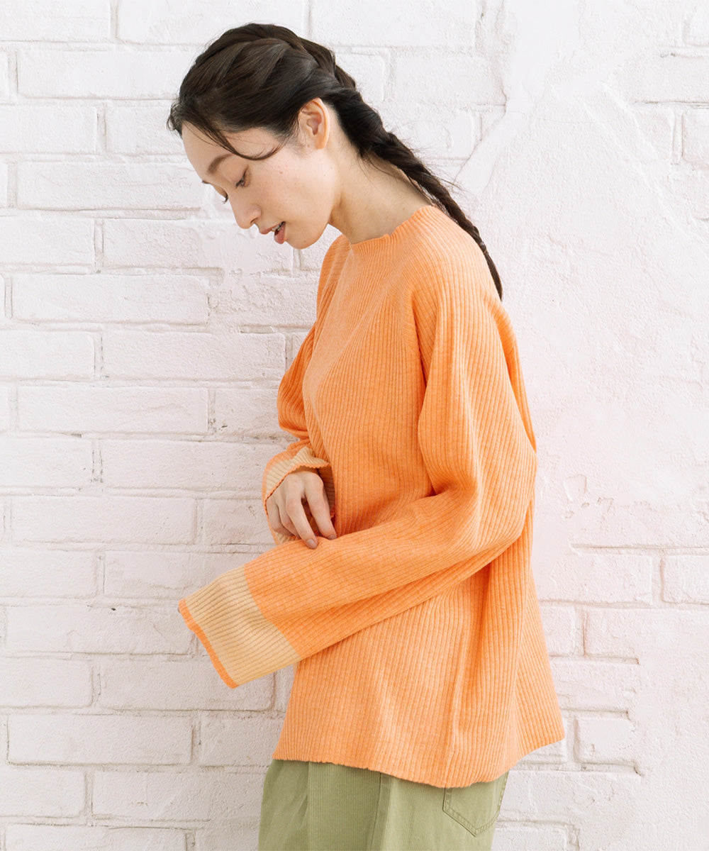 FONTLAB 袖シアー切り替えリブニット