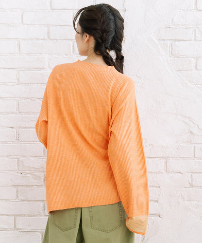 FONTLAB 袖シアー切り替えリブニット