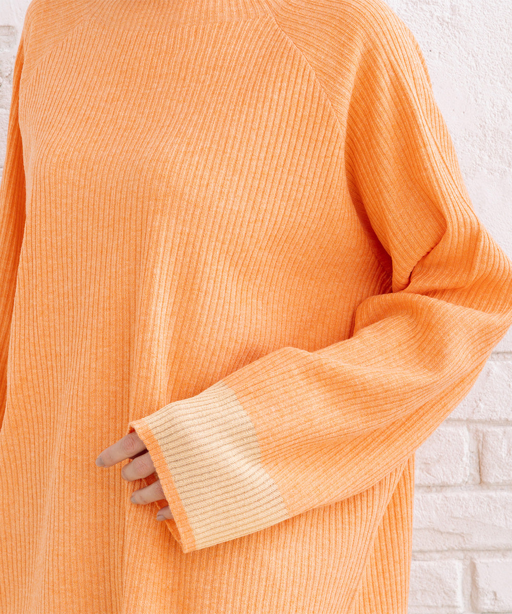 FONTLAB 袖シアー切り替えリブニット