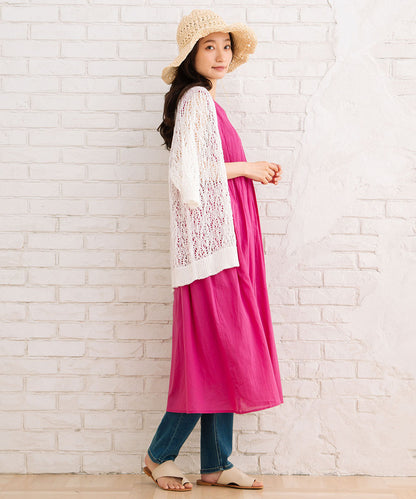 21号(6L～) ストローヤーンホールガーメント透かし編みボレロ