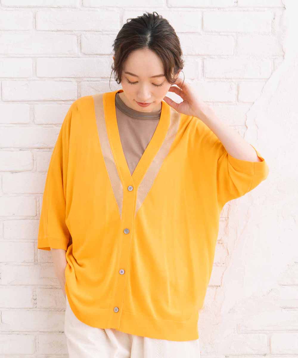 21号(6L～) FONTLAB シアーラインVネックカーディガン