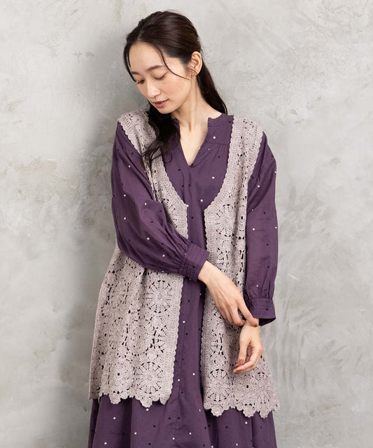 大きいサイズ レディースクロシェレース ニット ジレ｜sabstreet my standard(サブストリートマイスタンダード)